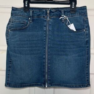 Denim Skirt with Zip Front